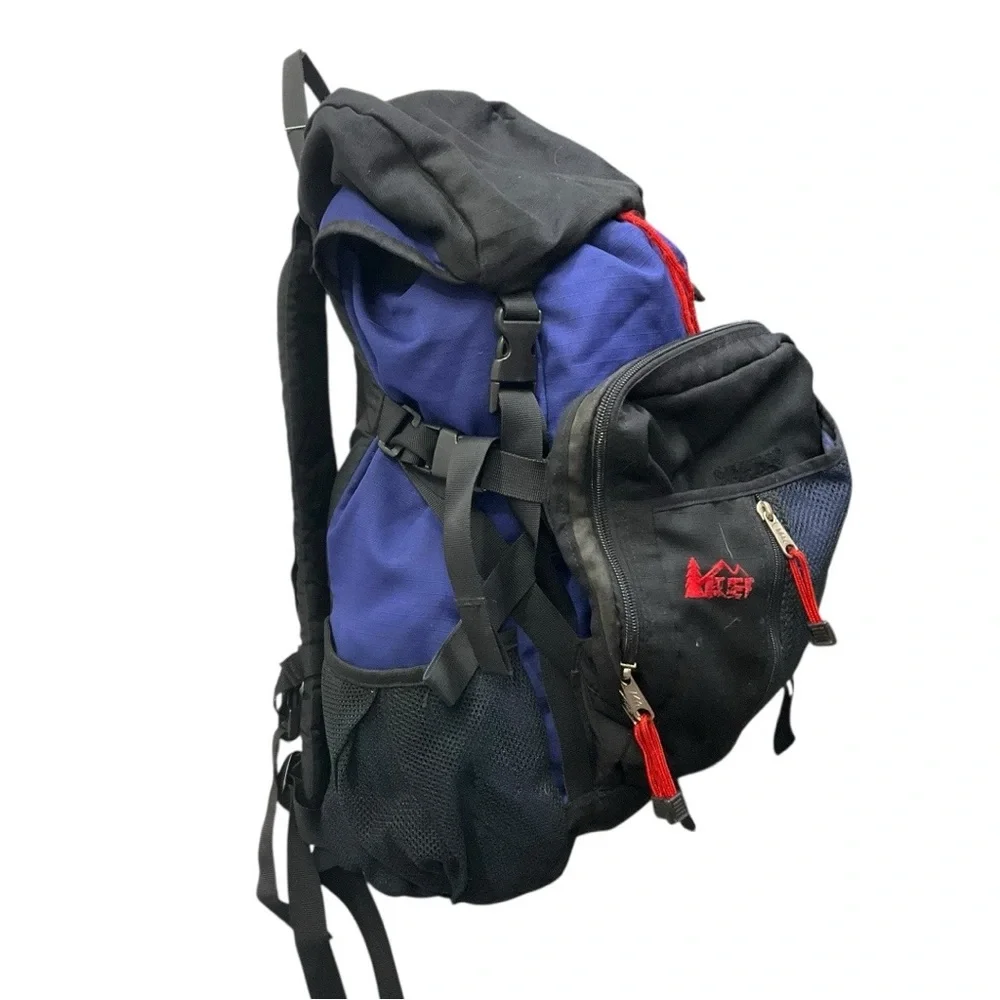 🎒 Vintage REI Blue Black‎ Top Load Hiking Backpack Trail Pack
